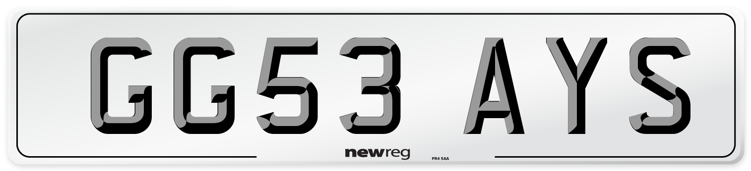 GG53 AYS Number Plate from New Reg